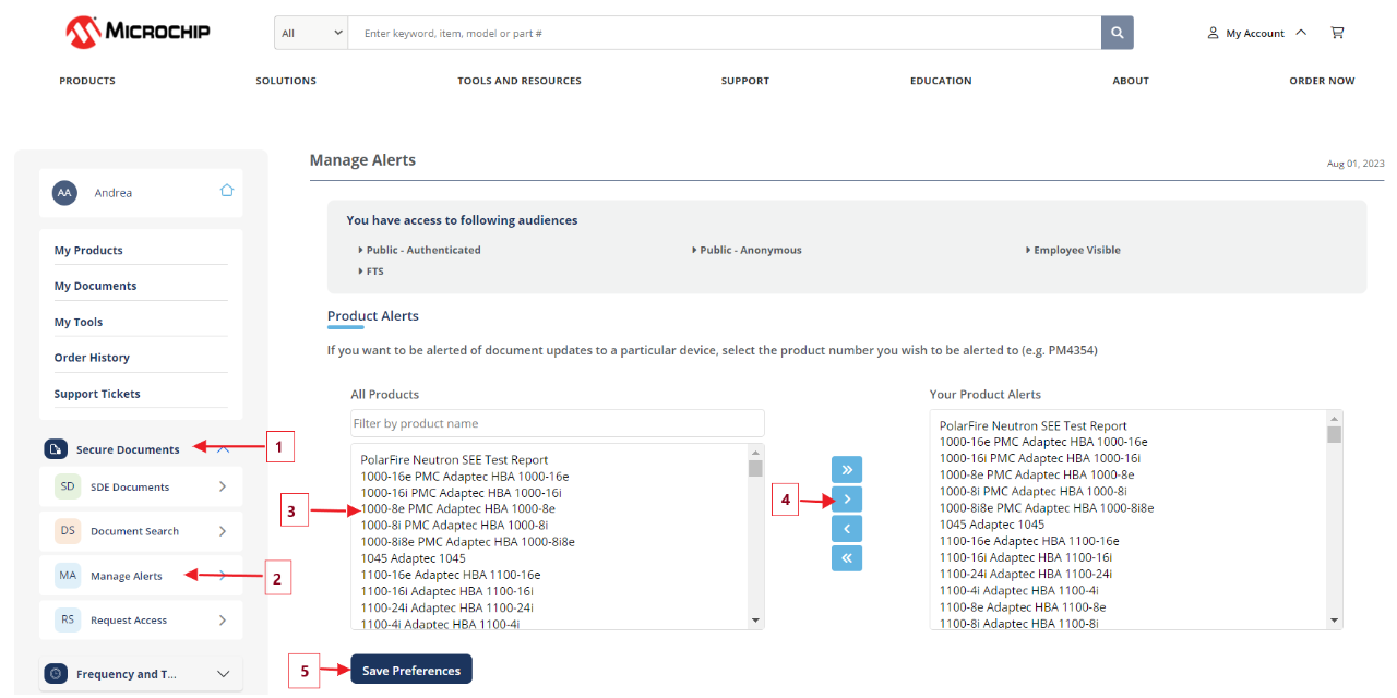 Screen: Manage Alerts